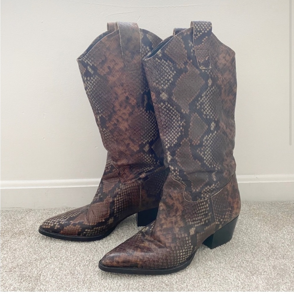 Zara Snakeskin Western Cowgirl Boots